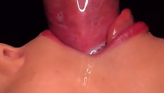 Close-Up View Of Skilled Oral Sex With Condom Milking And Asmr Sounds