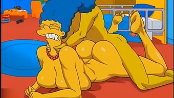 Marge, A Housewife In The World Of Hentai, Moans With Ecstasy As She Receives A Hot Load In Her Rear End And Ejaculates In Various Directions